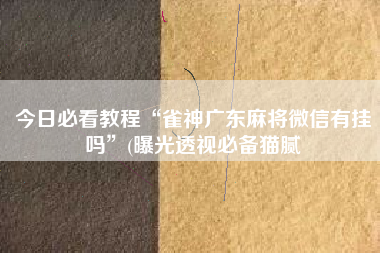今日必看教程“雀神广东麻将微信有挂吗”(曝光透视必备猫腻