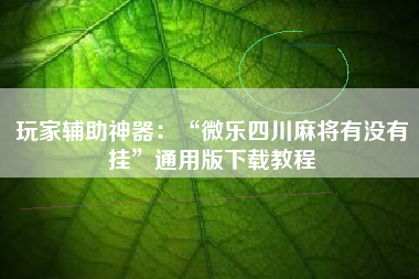 玩家辅助神器：“微乐四川麻将有没有挂	”通用版下载教程