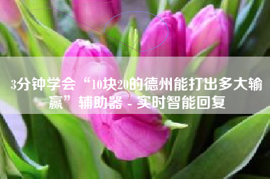 3分钟学会“10块20的德州能打出多大输赢”辅助器 - 实时智能回复