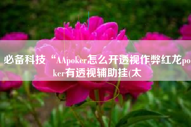 必备科技“AApoker怎么开透视作弊红龙poker有透视辅助挂(太