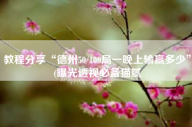 教程分享“德州50/100局一晚上输赢多少	”(曝光透视必备猫腻