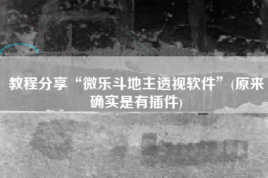 教程分享“微乐斗地主透视软件”(原来确实是有插件)