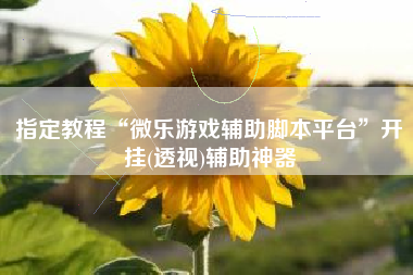 指定教程“微乐游戏辅助脚本平台”开挂(透视)辅助神器