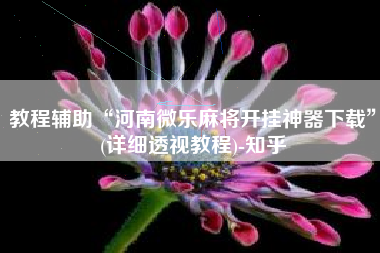 教程辅助“河南微乐麻将开挂神器下载”(详细透视教程)-知乎