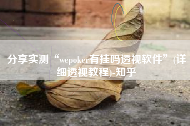 分享实测“wepoker有挂吗透视软件”(详细透视教程)-知乎