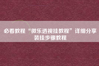 必看教程“微乐透视挂教程	”详细分享装挂步骤教程