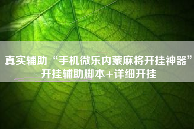 真实辅助“手机微乐内蒙麻将开挂神器”开挂辅助脚本+详细开挂