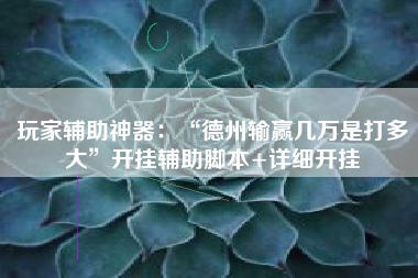 玩家辅助神器：“德州输赢几万是打多大”开挂辅助脚本+详细开挂