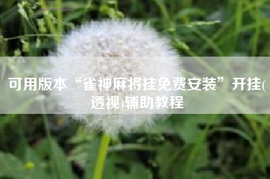 可用版本“雀神麻将挂免费安装”开挂(透视)辅助教程