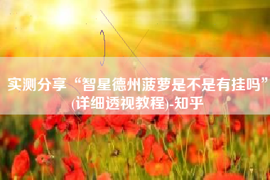 实测分享“智星德州菠萝是不是有挂吗	”(详细透视教程)-知乎