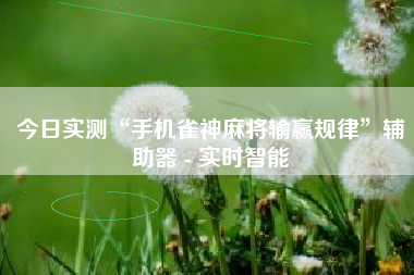 今日实测“手机雀神麻将输赢规律	”辅助器 - 实时智能