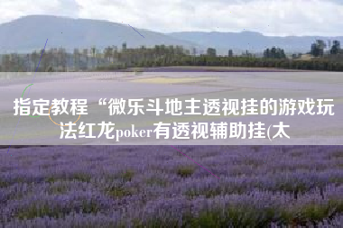 指定教程“微乐斗地主透视挂的游戏玩法红龙poker有透视辅助挂(太 指定教程“微乐斗地主透视挂的游戏玩法红龙poker有透视辅助挂(太