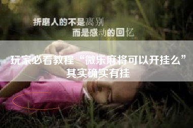 玩家必看教程“微乐麻将可以开挂么”其实确实有挂