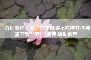 3分钟教程“雀神广东麻将小程序开挂神器下载	”开挂(透视)辅助教程