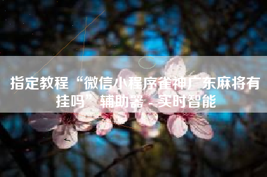 指定教程“微信小程序雀神广东麻将有挂吗”辅助器 - 实时智能