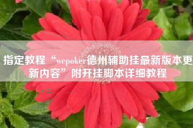 指定教程“wepoker德州辅助挂最新版本更新内容	”附开挂脚本详细教程